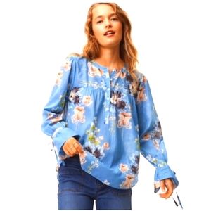 LOFT Blue Floral Boho Top, size M